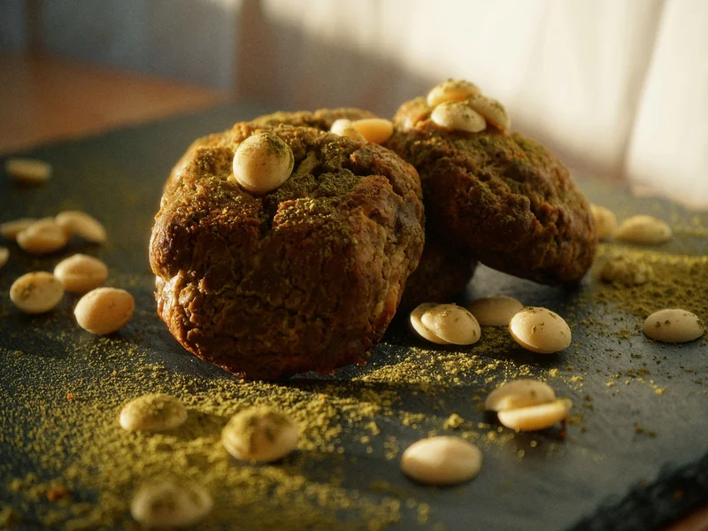 galletas artesanas con choclate blanco naranja y te matcha